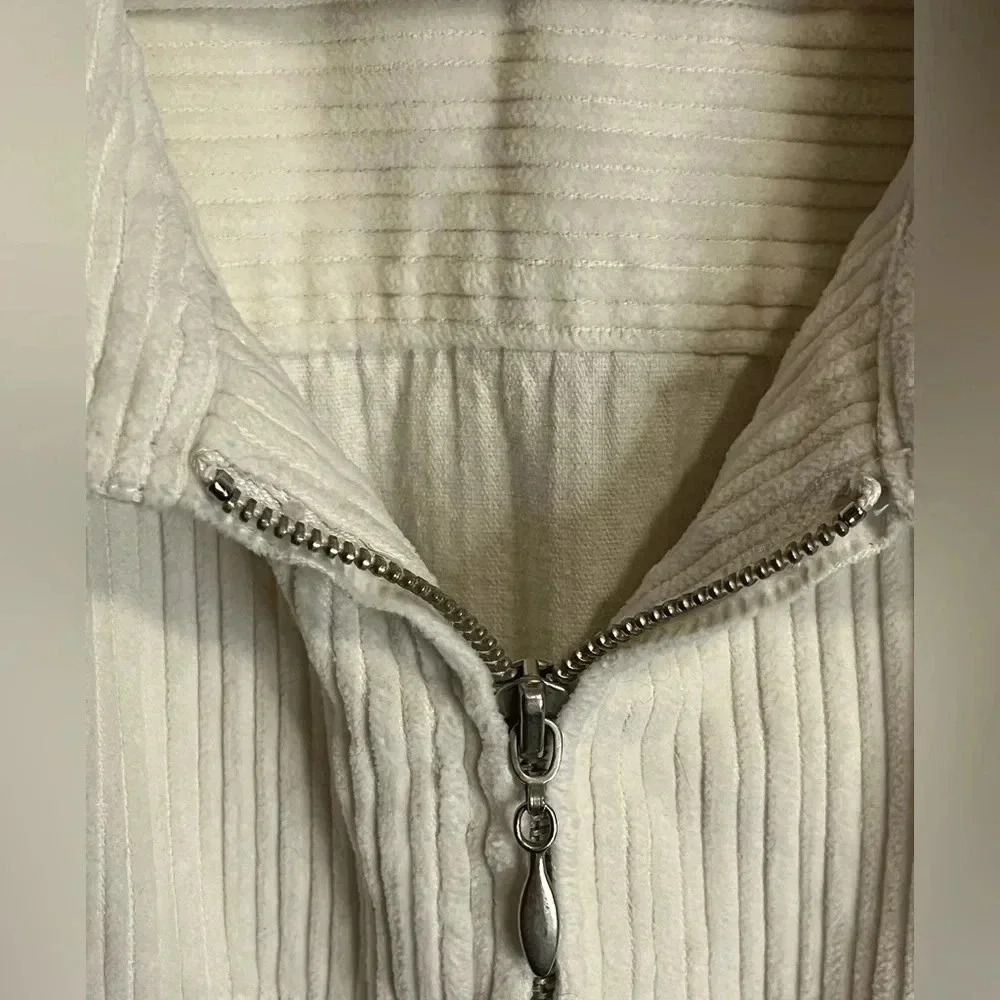 Venezia Wide Corduroy Like Zip Front Shacket Fall Cozy Vintage Utility - Picture 10 of 10